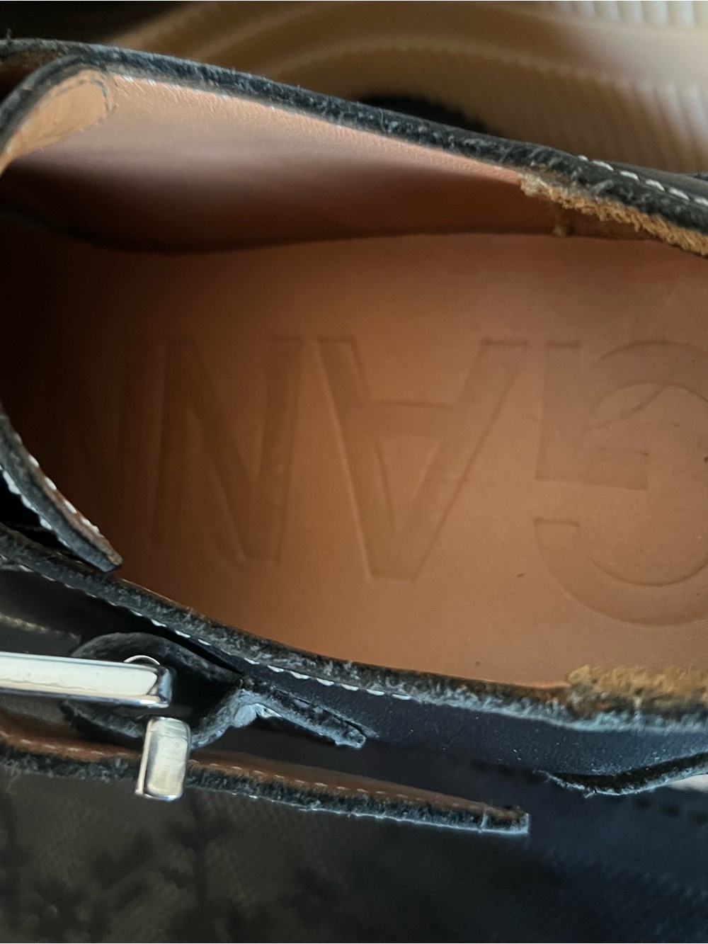 Ganni Black Leather brogues Loafers with Tan Platform - Picture 2 of 5